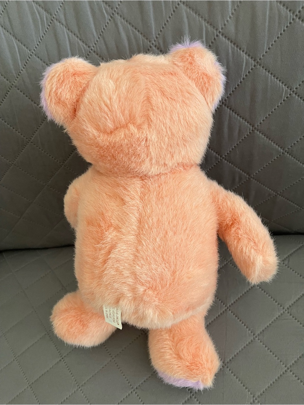 Plush Peach Teddy Bear Kids Toy - Soft Cuddly Stuffed Animal Used Good Condition